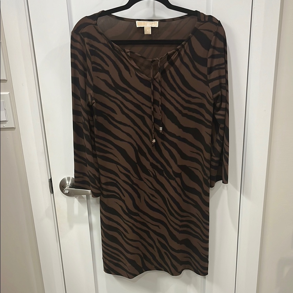 Michael Kors Brown and Tan Knee-Length Sheath Dress